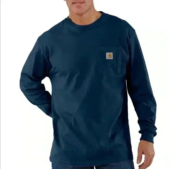 Carhartt Other - NWOT Carhartt Loose Fit Heavyweight Long Sleeve Pocket T-Shirt Navy Blue Large